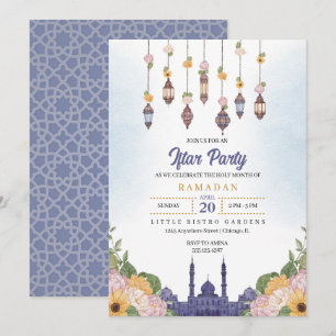 Blue Lantern Iftar Party Ramadan Dîner Invitation