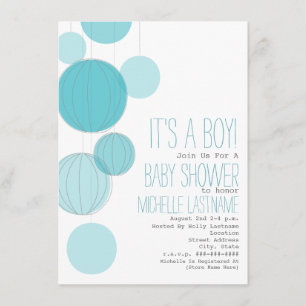 Blue Lanterns Boy Baby Shower Invitation