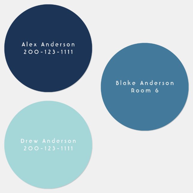 Blue Large Waterproof Adhesive Kid's Labels (Group)