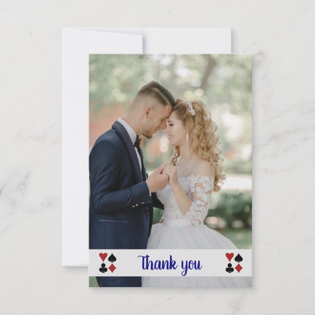 Blue Las Vegas Wedding Photo Thank You (Front)