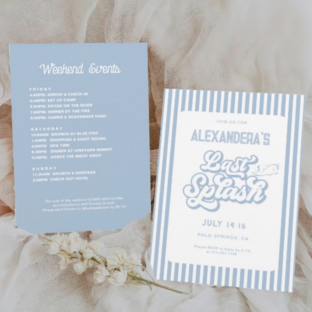 Blue Last splash bachelorette party Invitation (Creator Uploaded)