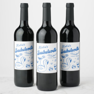 Blue Last Toast Beach Bachelorette Weekend Wine Label