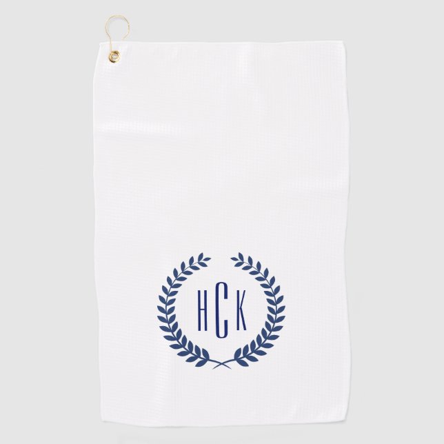 Blue Laure Wreat Monogram. Golf Towel (Front)