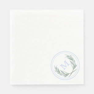 Blue Laurel Crest Paper Napkins