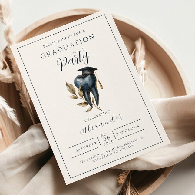 Blue Laurel Tooth Graduation Party Invitation (Creator Uploaded)