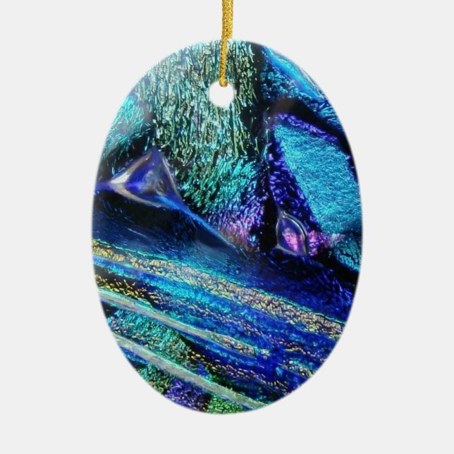Blue Lava Glass Ceramic Ornament (Front)