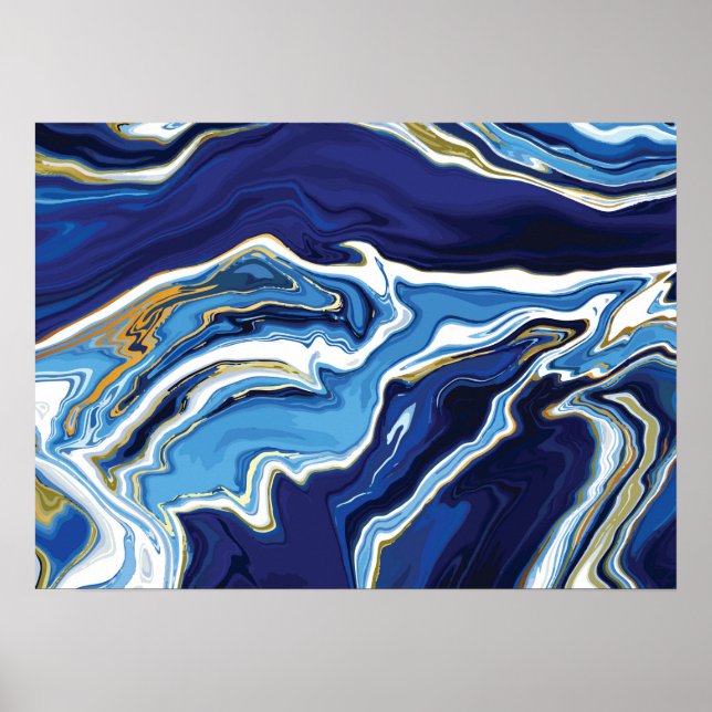 Blue Lava Lush - Marble - Abstract Art - Poster (Front)