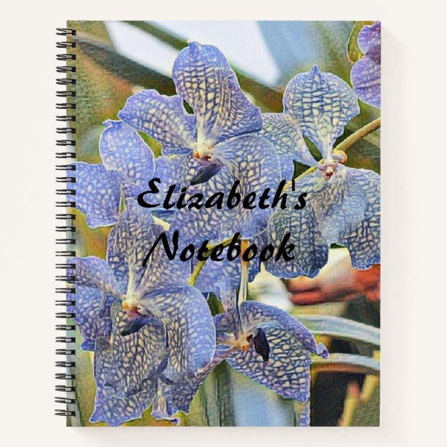 Blue lavander coloured orchid flowers notebook (Front)