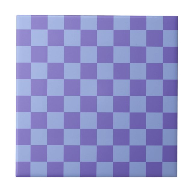 Blue & Lavender Chequerboard Pattern Tile (Front)