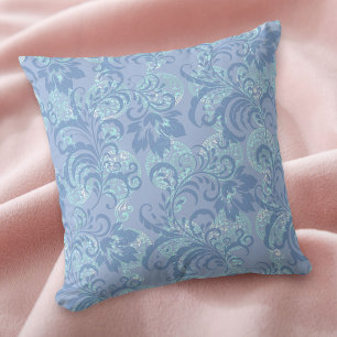 Blue Lavender Floral Pattern Throw Pillow