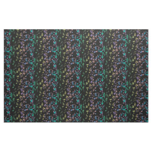 Blue Lavender Gold Musical Notes Pattern Fabric