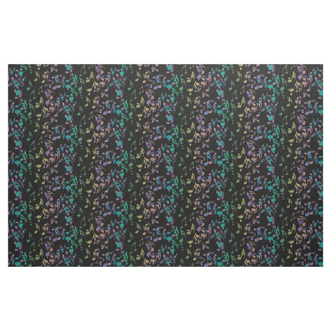 Blue Lavender Gold Musical Notes Pattern Fabric (Fat Quarter)