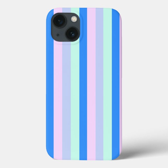 Blue, Lavender, Pink & Pastel Mint Green Stripes Case-Mate iPhone Case (Back)