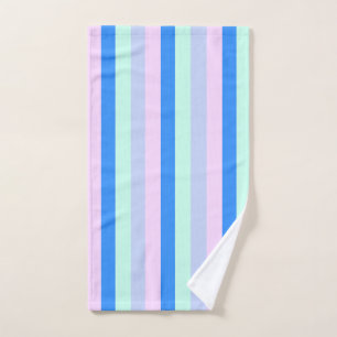 Blue, Lavender, Pink & Pastel Mint Green Stripes Hand Towel