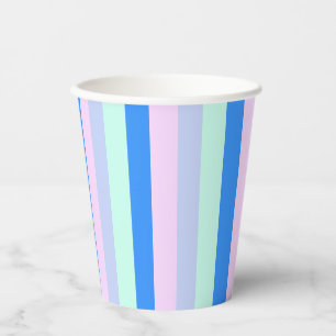 Blue, Lavender, Pink & Pastel Mint Green Stripes Paper Cups