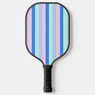 Blue, Lavender, Pink & Pastel Mint Green Stripes Pickleball Paddle
