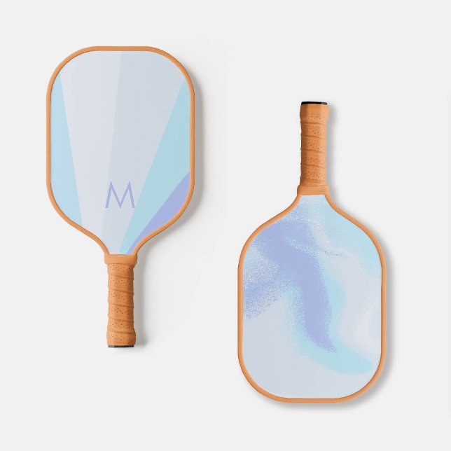 Blue Lavender Rays Monogram Modern Personalized Pickleball Paddle (personalized pickleball paddle monogram blue lavender purple custom sports gift for her)