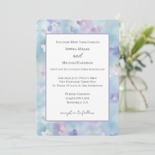 Blue Lavender White Purple Flowers Wedding Invitation