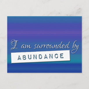 Blue Law of Attraction Abundance Affirmation Postcard