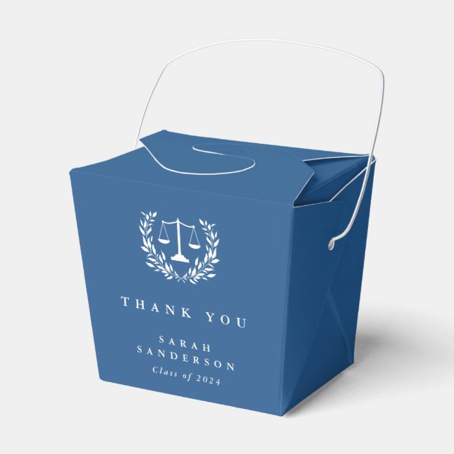 Blue Law Scales+Laurel Wreath Graduation Favor Box (Front Side)