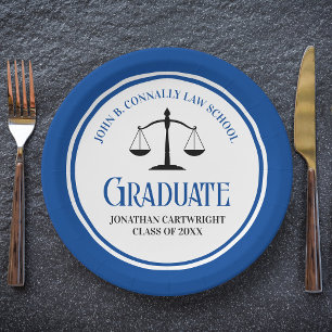 Blue Law School Graduation Party Personalized Paper Plate