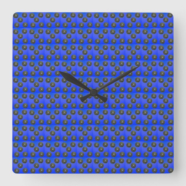 Blue Lawn Bowls Pattern, Square Wall Clock (Front)