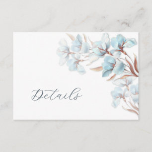 Blue Layered Flowers Wedding Details Enclosure Card