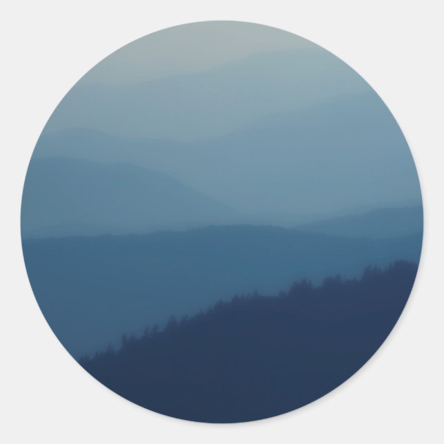 Blue Layers Classic Round Sticker (Front)