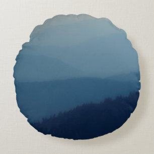 Blue Layers Round Pillow