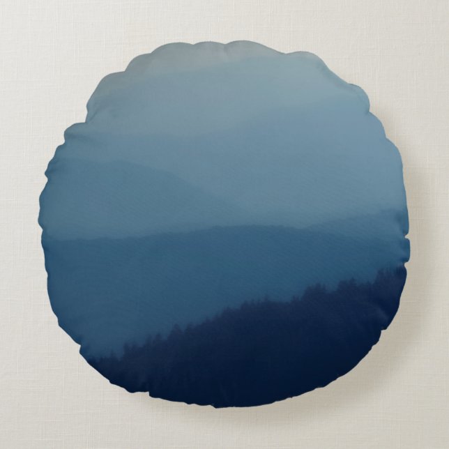 Blue Layers Round Pillow (Front)