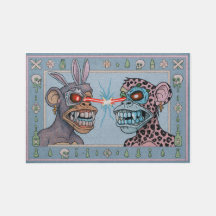 Blue Lazer-Eyed Apes Turkish-ish Rug