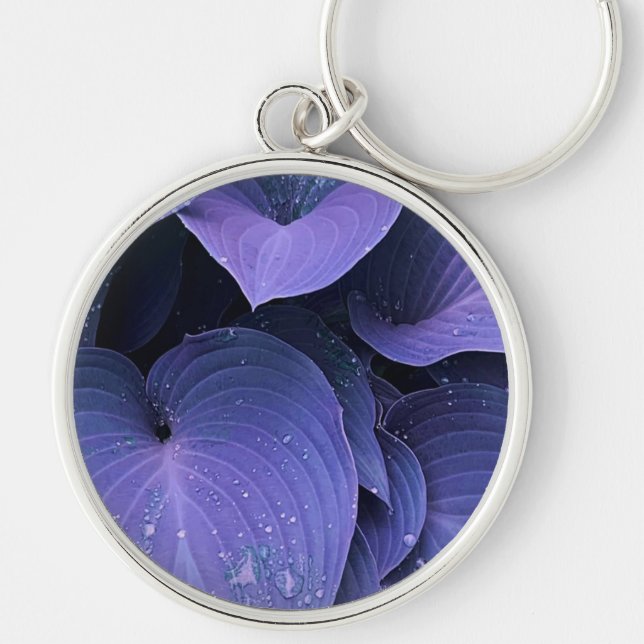 Blue leaf beauty 3D design keyring (Front)