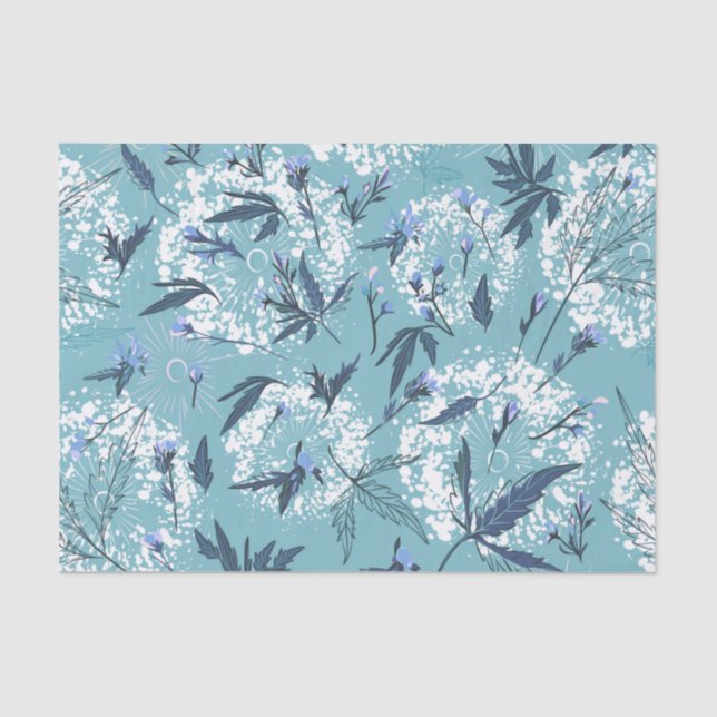Blue Leaf Decoupage  Tissue Paper (Front)