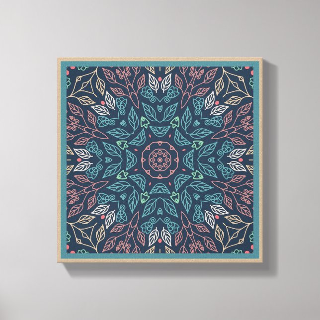Blue Leaf Mandela Abstract Original wall art print (Front)