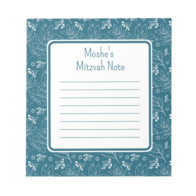 blue leaf Mitzvah Note (Front)