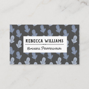 Blue Leaf Pattern Stylized Business Card