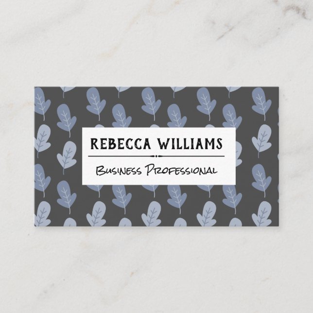 Blue Leaf Pattern | Stylized Business Card (Front)