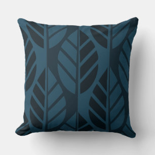 Blue Leaf Pattern Throw Pillow