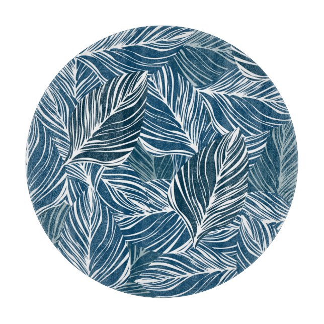 Blue Leaf Pattern: Vintage Wallpaper. Cutting Board (Front)