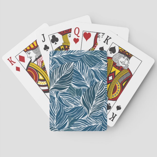 Blue Leaf Pattern: Vintage Wallpaper. Playing Cards (Back)