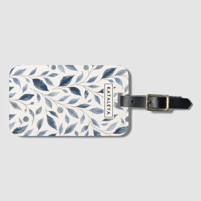 Blue Leaf Personalized  Luggage Tag (Front Horizontal)