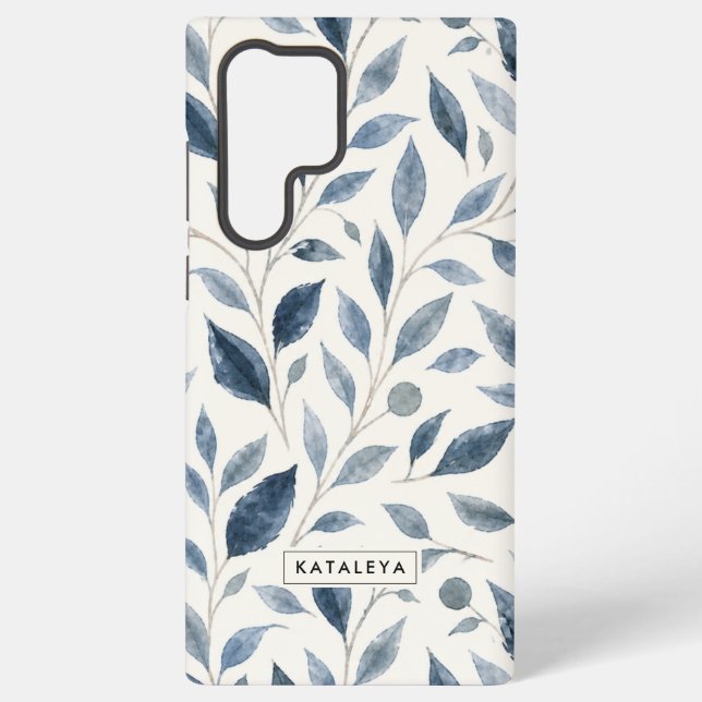 Blue Leaf Personalized  Samsung Galaxy S22 Ultra Case (Back)
