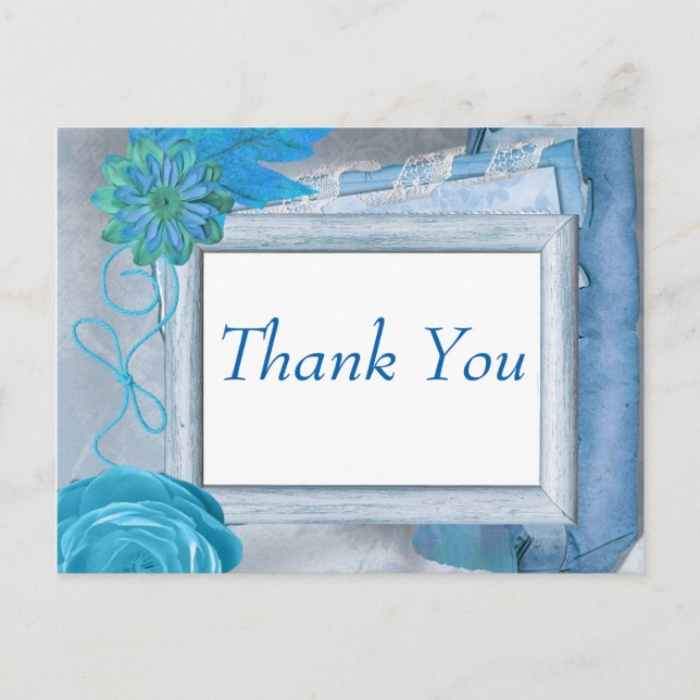 Blue Leaf Thank You Postcard (Front)