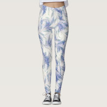 Blue Leaf Vintage Pattern Nature Art Leggings