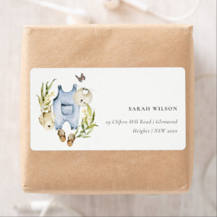 Blue Leafy Foliage Boy Clothes Baby shower Adresse