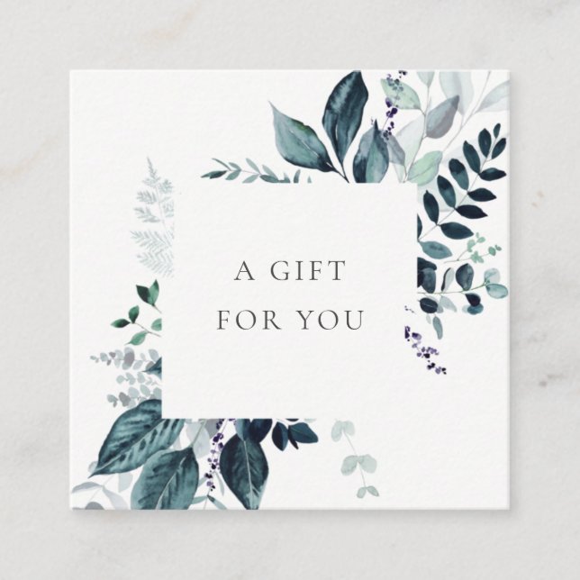 Blue Leafy Tropical Foliage Fern Gift Certificate (Front)