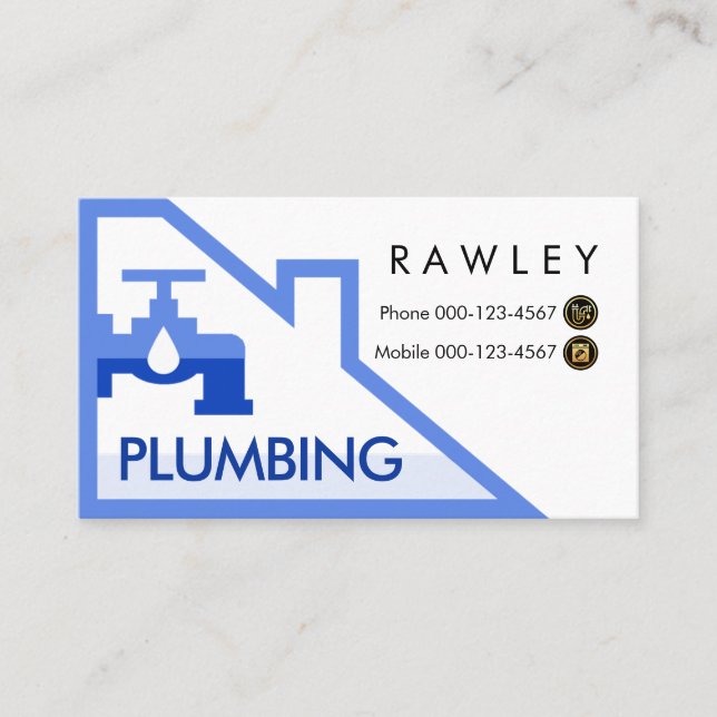 Blue Leaking Faucet Rooftop Building Frame Business Card (Front)