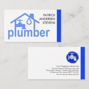 Blue Leaking Home Piping Plumbing Frame Business Card