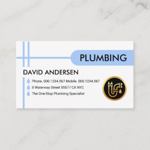 Blue Leaking Pipelines Plumbing Business Card