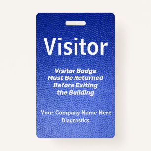 Blue Leather Design Visitor Pass Badge